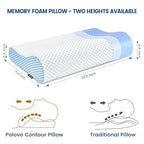 Neck Pillow Contour Memory Foam Pillows for Pain Relief Bed Pillow for Sleeping (White&blue)