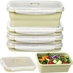 Collapsible Food Storage Containers with Airtight Lid 40.5oz 4 Pack (4x1200ml Green)