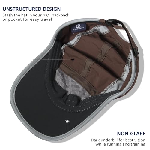 Baseball Cap Nylon Running Cap Outdoor Sports Hat for Men Women Adjustable Quick Drying Reflective Foldable UPF50+ Breath Mesh Water Repellency Race Performance Lightweight Coffee Brown (6 7/8-7 1/2 / Coffee Brown)