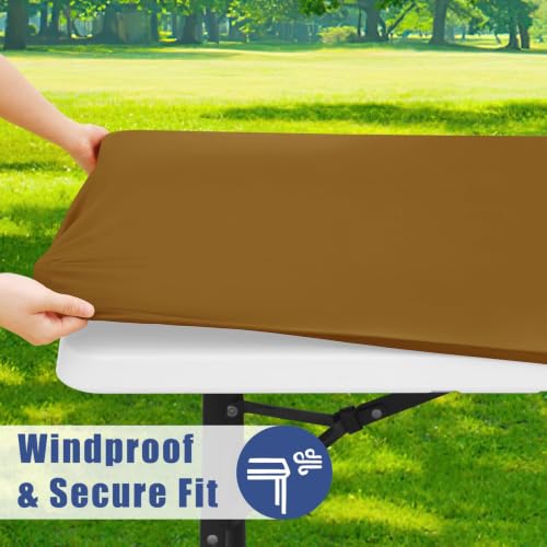 2 Pack Rectangle Spandex Fitted Table Cloth (Dark Brown / 48" x 24" (Rectangular))