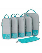 6 Set Compression Packing Cubes for Travel (Cyan / Set of 6)