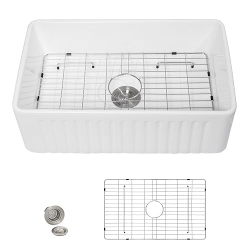 30"x18" White Farmhouse Kitchen Sink (30"x18"x10" / White)