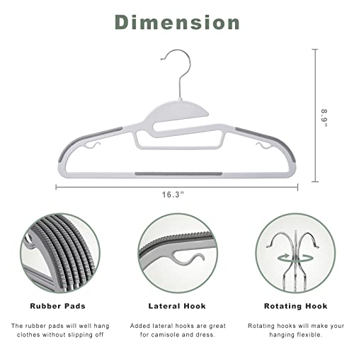 Plastic Hangers 100 Pack with Non (Gray / 100 pack)