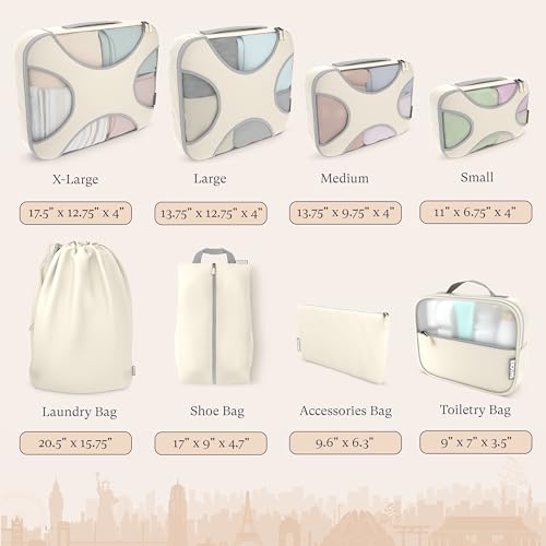 8 Set Packing Cubes for Travel (8 Set - Sand / Set of 8)