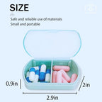 4PCS Small Pill Case Travel Pill Box Cute Pill Organizer for Purse Portable Daily Medicine Organizer 2 Compartment Pill Holder for Vitamins (Blue 4pcs)
