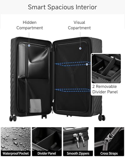 28 Inch Trunk Luggage with Spinner Wheels (Blue / Trunk-Large 28-Inch)
