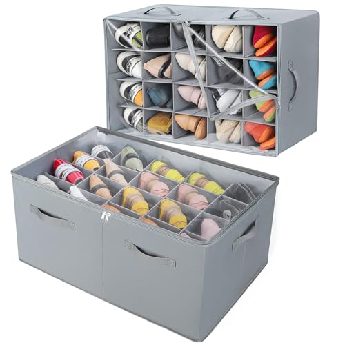 Shoe Organizer for Closet 2 Pack (Gray-2Pack / Extra Large(26.5''L x 16.54''W x 13.5''H))