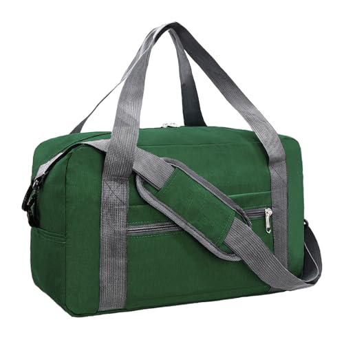 15 Inch Small Carry On Bags for Airplanes Spirit Airlines Personal Item Bag Underseat Foldable Travel Duffle Gym Bags for Women Men (ArmyGreen / 20L)