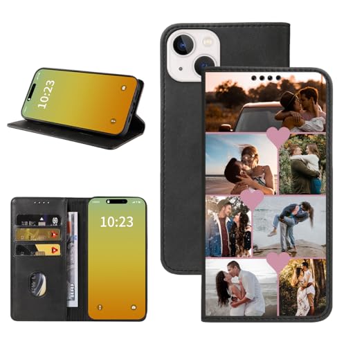 Custom Wallet Phone Case for iPhone 15 (iPhone 15 / Black-E)