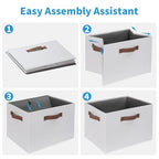 Large Fabric Storage Bins with 3 Handles (Large-3 Pack / White)