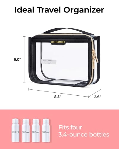 Clear Toiletry Bag for Travel (Clear Grey / Pack of 2)