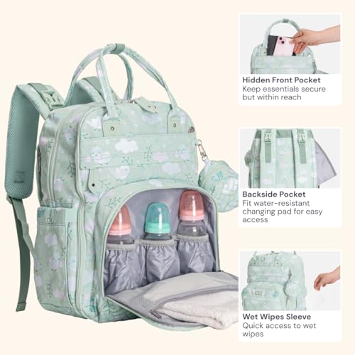 Diaper Bag Backpack (Green Birdy)