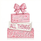 Tiered Tray Decor Set (Pink Bow)
