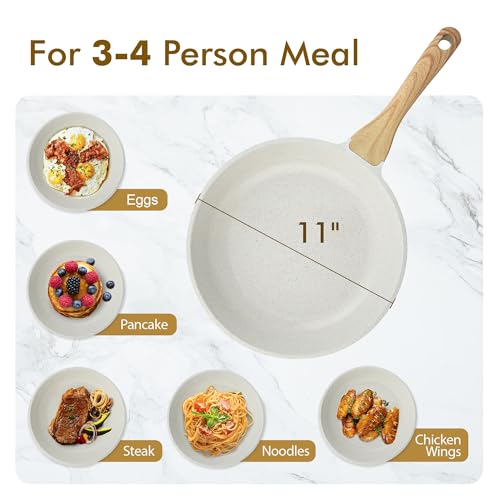 Nonstick Ceramic Frying Pan Skillet (11 Inch / White)