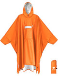 Hooded Rain Poncho for Adult Waterproof Lightweight Raincoat (Dark Orange)