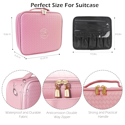 Travel Makeup Bag Cosmetic Bag Makeup Organizer Bag with Lighted Mirror (Phosphor / Woven)