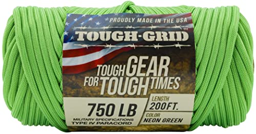 750 Paracord Military Grade Nylon Rope (Neon Green / 200 Ft.)