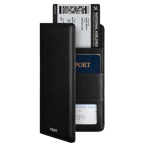 Passport Wallet for Travel RFID Blocking Premium Leather (Top Grain Black)