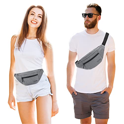 Crossbody Bags for Women Men Travel Essentials Fanny Pack Belt Bag (Grey / Large)