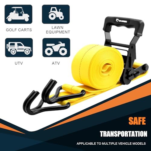 6 Pack 2 inch Ratchet Straps Heavy Duty J Hook 2 in x 15ft with Strong Ratcheting (Yellow)