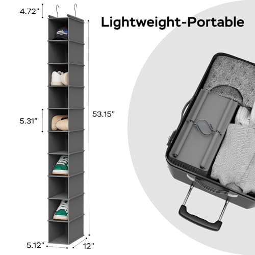 10 Shelf Hanging Shoe Shelf Organizer (Grey / 1-Pack)