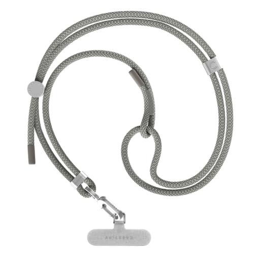 6mm Rope Cross Body Strap with Card (6mm / Flecked Slate Grey With Silver Clasp)