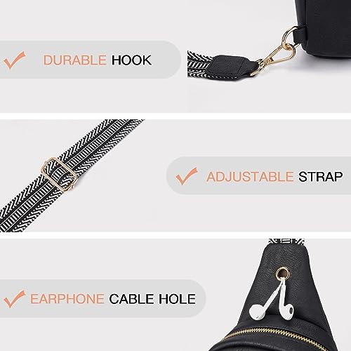Sling Bag for Women Vegan Leather Small Fanny Pack Crossbody Bags Chest Bag for Women Black (2-black)