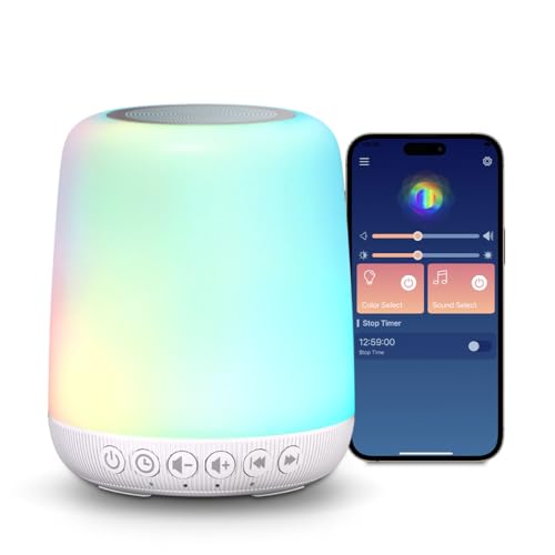 White Noise Sound Machine for Sleep Portable Sound Machine with 30 Soothing Sounds 12 Night Light Colors 4 Timer Sleep Machine for Baby Adults (Milky White)
