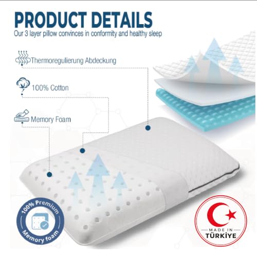 Memory Foam Pillow 27.5X 18 in” (27.5 x 4.5 x 4.7 In - White)