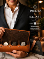 Watch Travel Case for Men Leather Watch Roll for Travel Organizer and Display Watch Case 3 Slots Full Grain Leather Tawny Brown