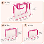 10 PCS Clear Travel Bags for Toiletries (Rose red)