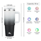 30 oz Insulated Tumbler Water Bottle with Handle (30 Ounces / Day Night)
