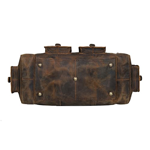 Large duffel bags for men holdall leather travel bag overnight gym sports weekend bag (32" XX-Large / BROWN)