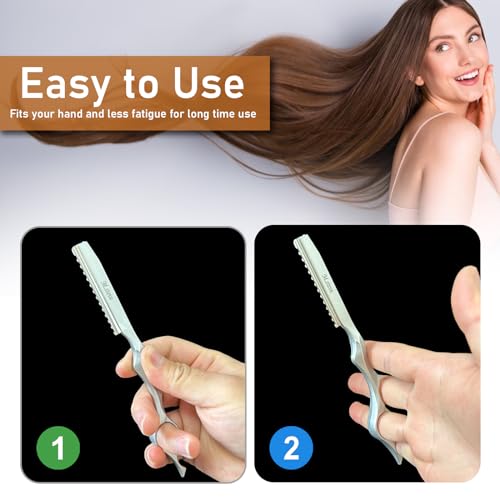 Hair Cutting Razor 6.89" with 10 Replacement Blades (Silver)
