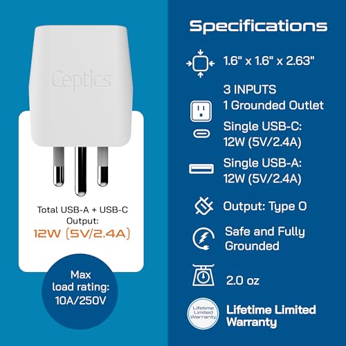 Thailand Travel Plug Adapter (Gray white)
