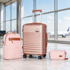 Carry On Luggage 22x14x9 Airline Approved Suitcase with Wheels (Champagne Gold / 3 Piece Sets (20/BP/TB))