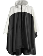 Waterproof Rain Poncho for Women Packable Hooded Raincoat with Pocket (F Black/White)