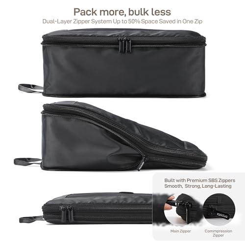 TripCozy Compression Packing Cubes (Dark Grey / Set of 6)