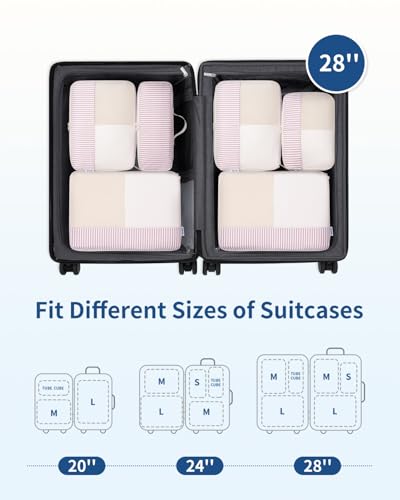 Packing Cubes for Travel (Dusty Pink Stripe / 7 Set)