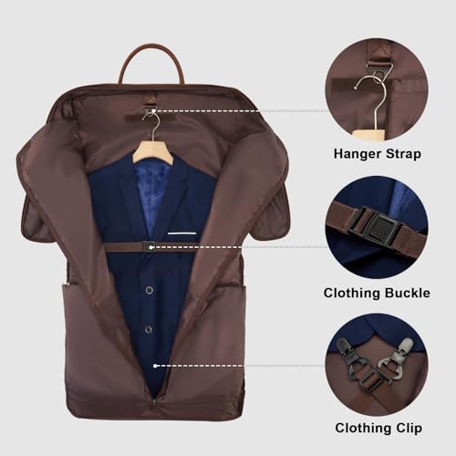 Garment Bag for Travel Large Carry on Garment Bags Men Women (Coffee)
