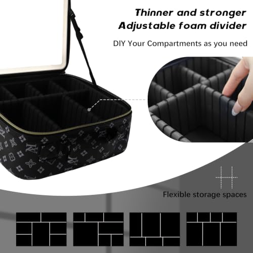 Makeup Bag with Led Mirror (Black-1 / with LED mirror)