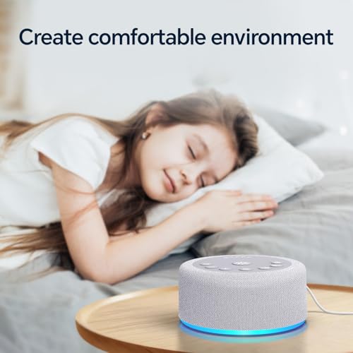 Sound Machine Night Light White Noise Brown Noise Machine 30 Non Looping Sounds 12 Lights 5 Timers 36 Adjustable Volume Memory Function Sleep Sounds Machine for Baby Kids Adult & Home Office Travel (Grey)