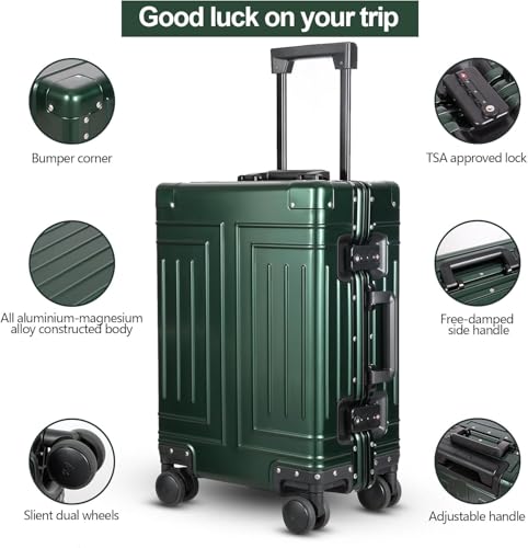 All Aluminum Magnesium Carry On Luggage (green / 20 inch + 26 inch)