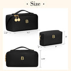 Initial Makeup Bag Personalized Gift for Women Teen Girls (Black / B)