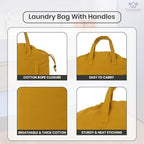 LFH Home Cotton Rich Canvas Large Laundry Bag with Handle (28”x40” / Yellow)