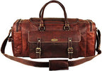 Men’s Gym Sports Overnight Weekender Bag Leather Travel Bags For Men Vintage Leather Duffle Bag Women Carry On Travel Holdall Bag 24 Inches (24 Inch)