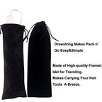 Flat Iron Case - Soft Cotton Curling Wand Sleeve and Travel Pouch for Hair Straighteners, Curling Irons, and Styling Tools (2Pcs, Black)