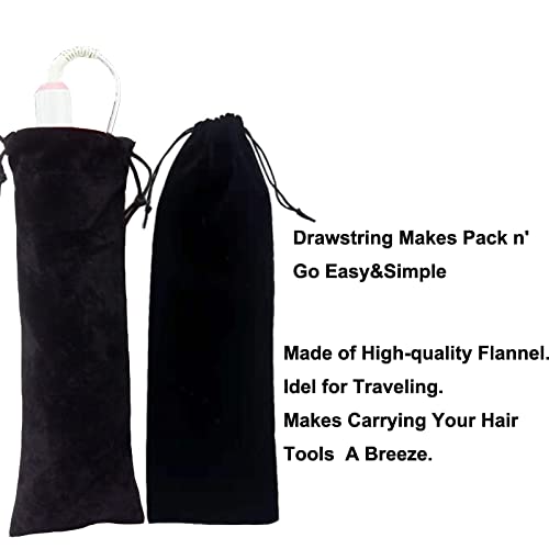Flat Iron Case - Soft Cotton Curling Wand Sleeve and Travel Pouch for Hair Straighteners, Curling Irons, and Styling Tools (2Pcs, Black)