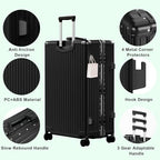 Carry On Luggage PC+ABS Aluminum Frame Zipperless Luggage Hard Shell Suitcase TSA Lock Double Spinner Wheels 20 Inch Black (Black / 20-inch(upgraded Tsa Lock))