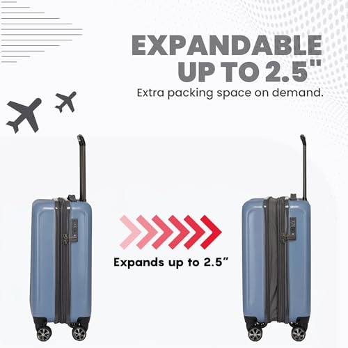 Rails Expandable Hardside Upright Suitcase with 360° Spinner Wheels (Denim / Medium Checked)